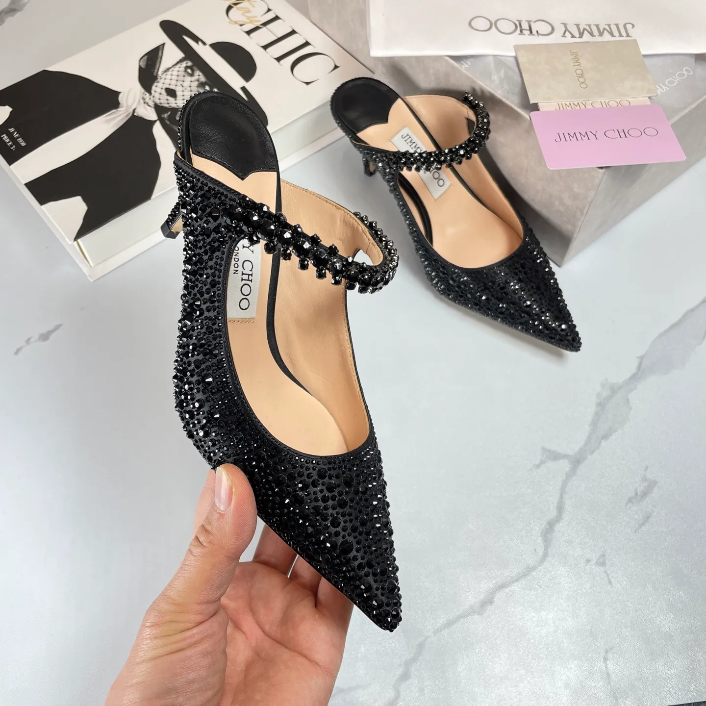 👟👟Ex-factory price 680👟👟 Jimmy Choo BING 65 diamond high heels 35-40 (41 42 43 customized)